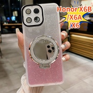 Casing for Honor X6C X6B X6A 4G 2024 Transparent With mirror Ring Holder cover For honorX6C honorx6b