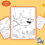 Set of 46/25/10 coloring pages, Shark coloring pages, A4, A5 regular 70gsm SH805T paper