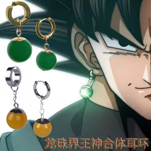 Anime Dragon Ball Super Black Son Goku Zamasu Vegetto Time Earring Ear Clips Vegeta Cosplay Merch Gr