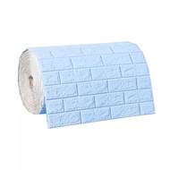 wallpaper dinding 3d Roll panjang walpaper bata brick foam - Rol biru