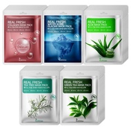 Rokkiss Real Fresh Mask Pack 50 Sheets Set | Glacier Water Collagen Tea Tree Aloe Green Tea