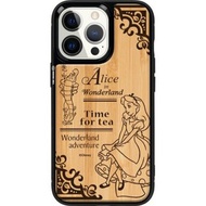 迪士尼愛麗絲夢遊仙境 iPhone 15 Pro天然木保護殻case magsafe