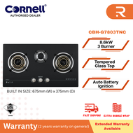 CORNELL 2 Burner | 3 Burner Built-In Glass Hob CBH-G7802TNC | CBH-G7803TNC