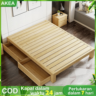 AKEA 180CM Dipan Lantai Tempat Tidur Kayu Asli tempat tidur kayu Tempat Tidur Minimalis