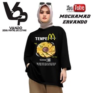 Men's Distro Long Sleeve T-Shirt Tempe MendoanFood Indonesia Black Original