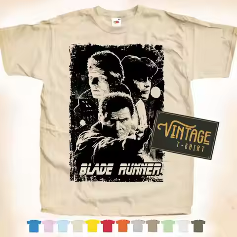 BLACK Print: Blade Runner V2 T shirt Tee Natural VINTAGE Cotton Movie Poster Beige 12 colors All Siz