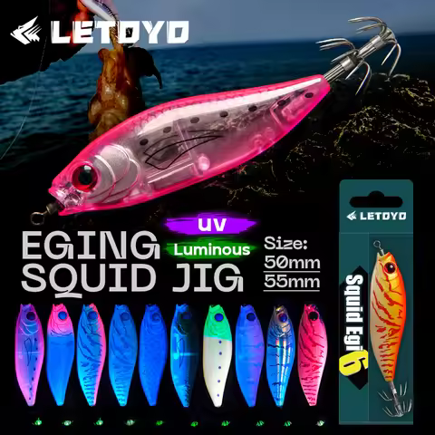 LETOYO 50mm/55mm squid bait UV squid jig EGING Artificial bait for Webfoot Octopus egi lure Cuttlefi