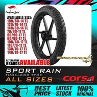 TAYAR MOTORSIKAL CORSA SPORT RAIN TUBELESS TYRE  60, 70 ,80 ,90 ,100, 110 ,120 ,130 ,140 - 14, 17