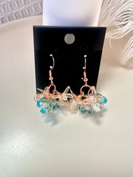 鈴蘭花耳環 手作耳環 水晶花耳環 水晶花耳勾