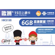 中國聯通 - 歐洲15日上網卡（6GB）