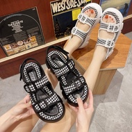 JKS6021 2Strap Square Motif Sandals