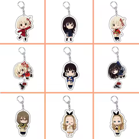 Lycoris Recoil Nishikigi Chisato Inoue Takina Acryic Anime Keychain Cartoon Keyring Bag Parts & Acce