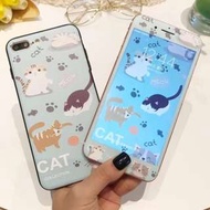 手機殼IPhone6/7/8/plus(沒有X) + 前膜 : 可愛貓貓全包邊軟殼(一套價錢)