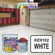 ( WHITE KE9102 ) 1L Epoxy Paint GREENTECH PAINT ( 750ml Colour + 250ml Hardener ) CAT LANTAI BERKUALITI (Include Hardener)