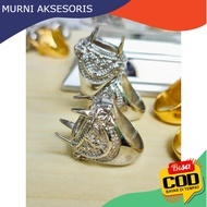 Murni Aksesoris. Emban Ring Titanium Warna Gold dan Silver Motif Langka / Cangkang Cincin Batu Akik