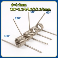 SUS304 d0.5mm OD3.5/4/4.5/5/5.5/6mm V-shaped spiral torsion spring angle 60/90/120/180 degrees(HJX-V