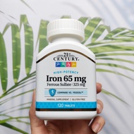 ธาตุเหล็ก High potency Iron 65 mg 120 Tablets (21st Century®)