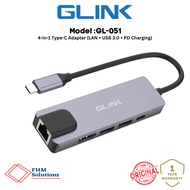 GLINK GL-051 – 4-in-1 Type-C Adapter (LAN + USB 3.0 + PD Charging)