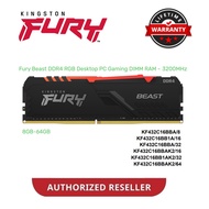 Kingston Fury Beast DDR4 RGB Desktop PC Gaming DIMM RAM - 3200MHz 8GB-64GB ( KF432C16BB )