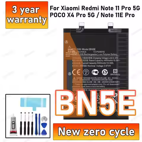 New High Quanlity BN5E Battery For Xiaomi Redmi Note 11 Pro 5G / POCO X4 Pro 5G/ Note 11E Pro Replac