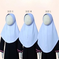Tudung Sarung Sekolah Awning Scuba Safa Sekolah Rendah Selapis Lycra Lembut Putih Hitam Anak Tudung 