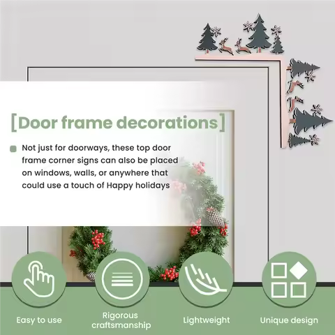 A88K-Christmas Door Toppers Decor, Top Door Frame Corner Sign Decorations, Home Frame Decor Ornament