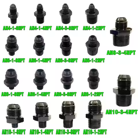 Fuel Hose Adapter Pipe Thread Fitting Male Oil cooler fitting Aluminum AN4 AN6 AN8 AN10 To 1/8NPT 1/
