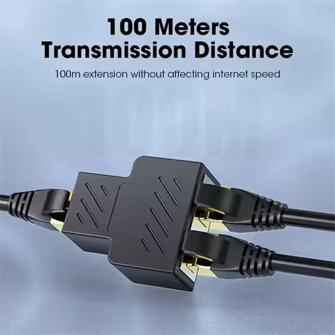 RJ45 Splitter Adapter 1 to 2 Dual Female USB to RJ45 Port 8P8C Extender Plug LAN Interface Ethernet 