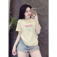 [A350] Slim fit women's babytee t-shirt [GOOD embroidered lettering] basic comfortable stretch fabri