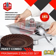Paket Combo Prasmanan Stainless Sendok Kerang Dan Piring Rotan 1 Lusin
