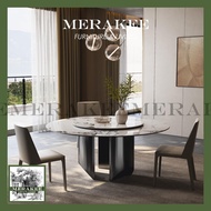 MERAKEE Customized Marble Like Sintered Stone Round Dining Table Stainless Steel Leg Dining Room Furniture F91