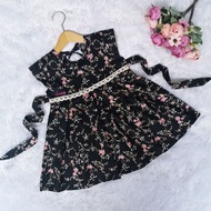KATUN HITAM Black CHERRY Baby Girl dress / premium Japanese Cotton Baby Clothes / baby home dress / 