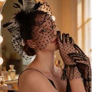 Women's Exquisite Tea Party Hat, Charming Hat And Lace Gloves, 2024 Elegant 1950s Kentucky Derby Hat