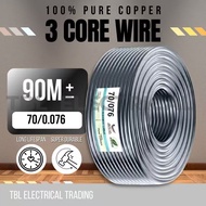 [100% PURE COPPER] 3 Core Flexible Cable | 70/0076mm Flexible Wire | 3C x 70/0076 Roll Wayar Kabel |
