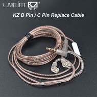 Uareliffe KZ Earphone Replacement Cable 2 Pin 0.75mm OFC Flat Wire Earbud Audio Line Upgraded Cable B Pin/C Pin For KZ EDX ZS10 Pro Earphone