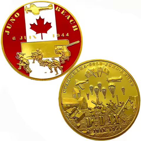 D-Day Souvenir Coin The Normandy Langding Collectible Gold Plated Challenge Coin WWII Veterans Comme