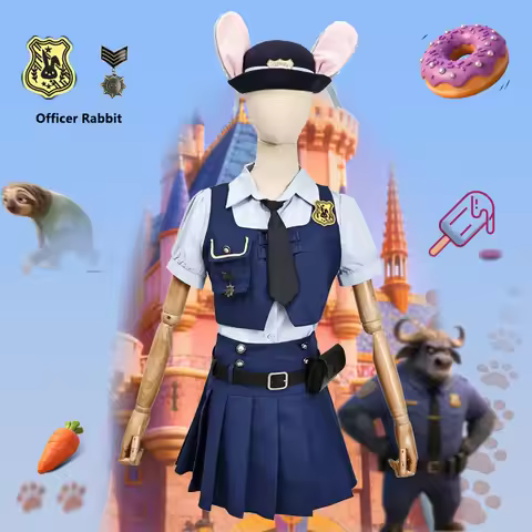 Judy Hopps Cosplay Dress Zootopia Bunny Costume for Women Carnival Party Outfit Police Rabbit Hallow