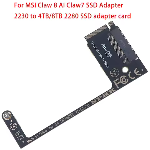 MSI Claw 8 AI+ Claw7 Handheld SSD Adapter Conversion 2230 to 2280 4T M2 NVME Riser Card SSD Expansio