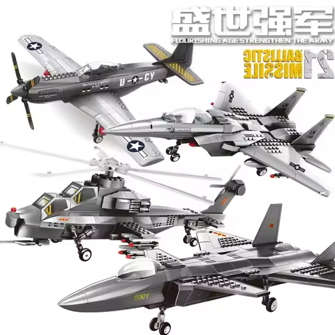 Building blocks aircraft series J-20 J-15 fighter military boys assembling toys