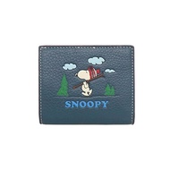 [Coach] Wallet (half wallet) FCF251 CF251 Denim Multi Peanut Collaboration Snoopy Ski Motif Leather Snap Round Zip-up Wallet Women [Outlet product] [Brand]