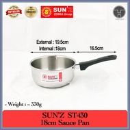 Sun'Z Brand 18cm ST430 Stainless Steel Sauce Pan, by Zebra Group, japanese pan, snow pan, pot