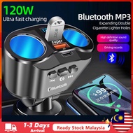 (Malaysia Stock) 12-24V LCD Display Auto Cigarro Sockets Power Adapter 4.8A Dual USB Car Charger Soc