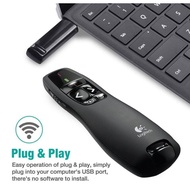 Perfect Logitech R400 USB Wireless Presenter Red Laser Pointer 2.4GHz Remote Control Pointer Pen for