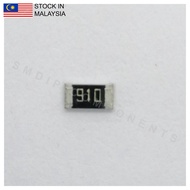10PCS Taiwan-Grade 91R ±1%, 0603 SMD Resistor (910)