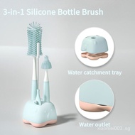 YUKEY Silicone Baby Bottle Brush Set 3 in 1Multifunctional Soft Silicone Milk Bottle Brush with base, straw brush, pacifier brush/bottle cleaner ZNCP