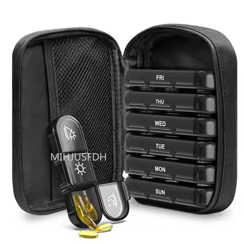Pill Box 7 Days Organizer 21Grids 3 Times One Day Portable Travel With Large Compartments For Vitami