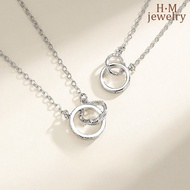 Wooden Branch Double Ring Couple Necklace Fashion Collarbone Chain Valentine's Day Gift Minimalist S