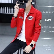 【Naik Taraf Pendatang baru jaket denim hitam kasual lelaki dan lelaki versi Korea jaket pemuda langsing lelaki Korea dengan pakaian denim