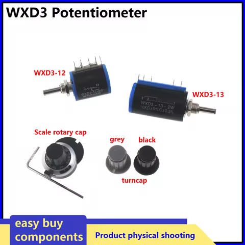 WXD3-13-2W 10K WXD3-12 100R 220R 470R 680 Ohm 10K 2W Wirewound Multi-Turn Potentiometer 10 Laps 1K 2