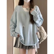 [HZA] Vintage Bow Sweater Women's Early Loose Pullover Knitting Coat